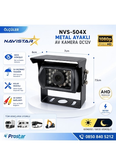 Ahd 1080p/cvbs Pal Metal Şapkalı Gece Görüşlü Rca Sarı Soketli Araç Kamerası