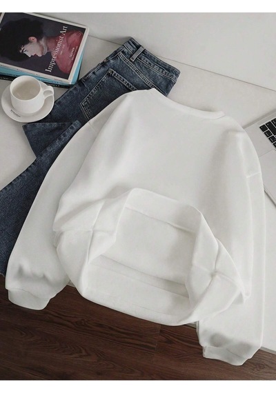 Startmore Women's Casual Loose Fit Matcha Drink Graphic Pullover Sweatshirt, Round Neck Long Sleeve Çok Renkli
