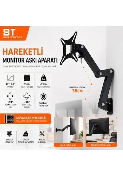 Lcd Led Tv Monitör 5 Hareketli Askı Aparatı 17/19/22/24/27/28 İnç