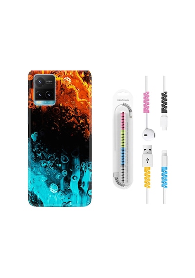 Vivo Y21S Kılıf Kablo Koruyuculu Orange Blue Color 1665