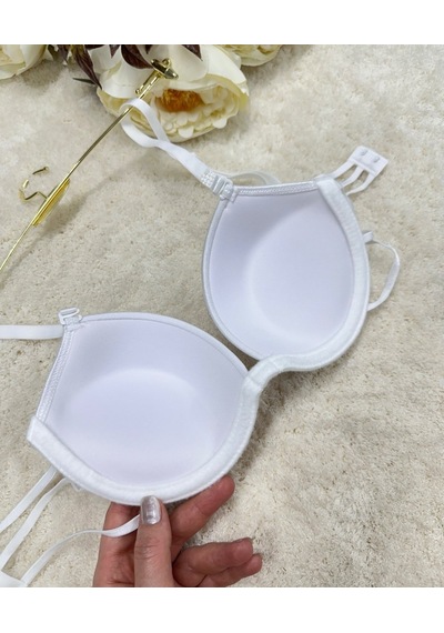 Le Jardin Valeria Biyeli Taşlı Mikro Push-up Arkası İp Detaylı Sü Beyaz