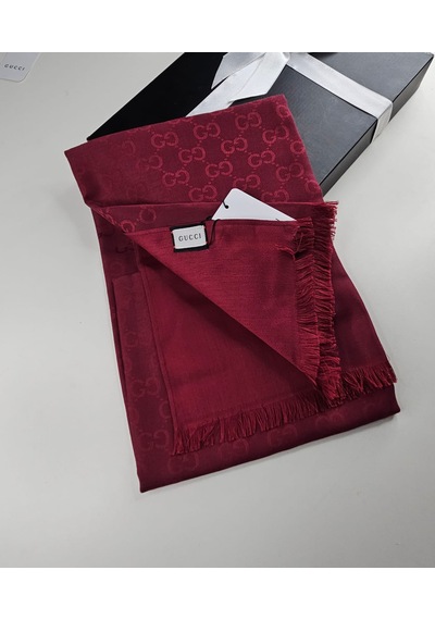 Miorel Scarfs İnce Kumaş G Desen Pamuklu Şal Yün İpek Şal 4 Mevsim Çift Taraflı Bordo
