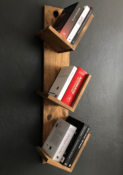 O&Awood Doğal Ahşap Kitaplık, Dekoratif Tasarım Ahşap Vintage Kitaplık, R (497955250)