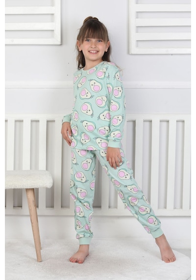 Cute Avocado Desenli Kız Çocuk Pijama Takımı Yeşil