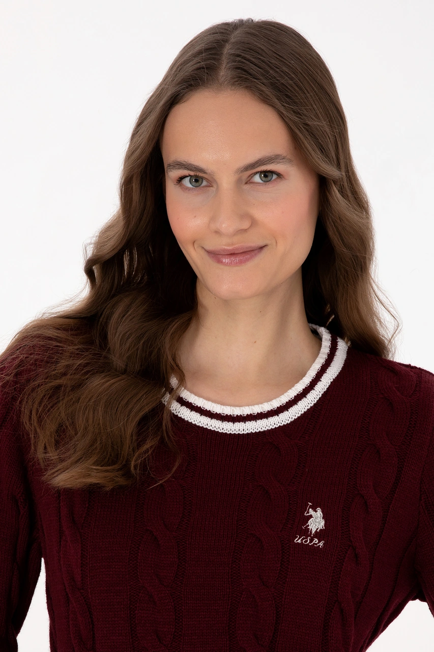 U.S. Polo Assn. Kadın Bordo Bisiklet Yaka Kazak 50317182-VR014
