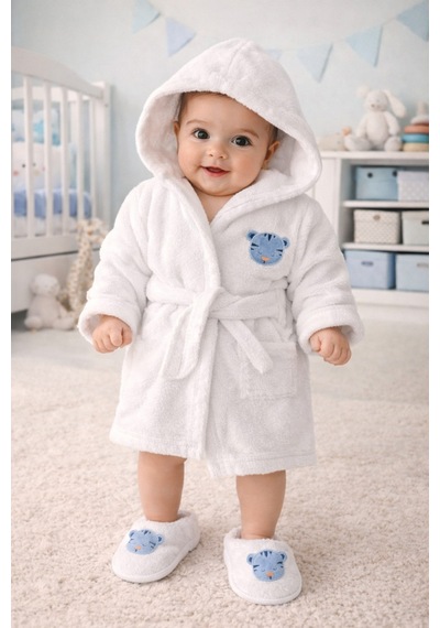 My Baby Kumsal % 100 Pamuk 0 - 24 Ay Sevimli Kaplan Kutu İçerisin De 30056 Mavi 0-2 Yaş