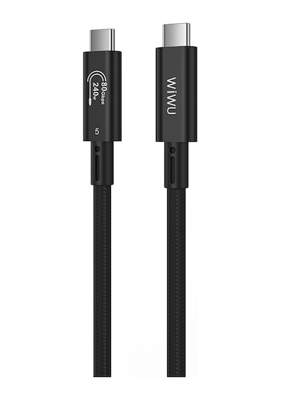 Wiwu Wi-c102 Type-c To Type-c Thunderbolt 5 Kablo 16k Ultra Hd 240w 180cm Siyah