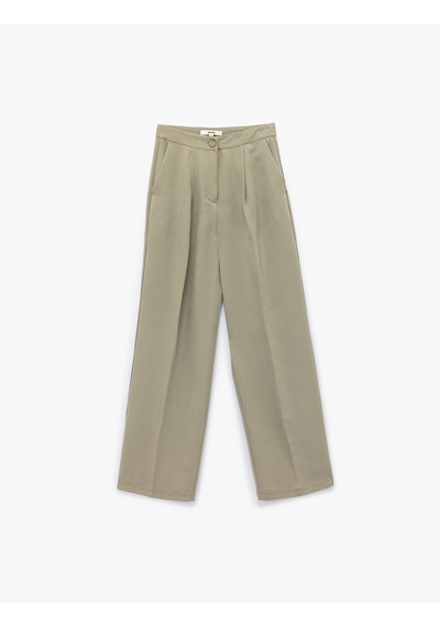 Koton Modal Kumaş Rahat Kalıp Cepli Bol Paça Kumaş Pantolon Haki 5sak40312pw Haki Koton Modal Kumaş Rahat Kalıp Cepli Bol Paça Kumaş Pantolon Haki 5sak40312pw Haki