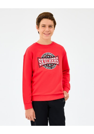 Skechers B Crewneck Sweatshirt Büyük Erkek Çocuk Kırmızı Sweatshirt Sk2520017-3449 Kırmızı