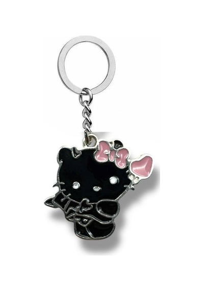 Siyah Hello Kitty Figürlü Anahtarlık Gotik Sevimli Aksesuar