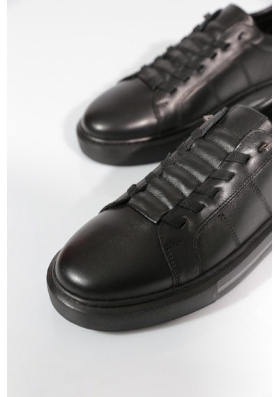 Dgn 1593 Erkek Lastik Detayli Düz Taban Sneakers Ayakkabi Siyah