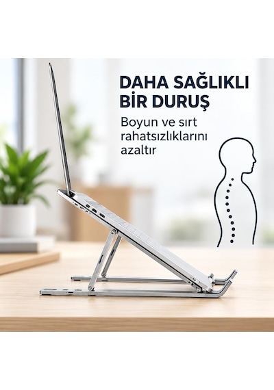 Alüminyum Laptop Standı 7 Kademeli Katlanabilir Ayarlanabilir