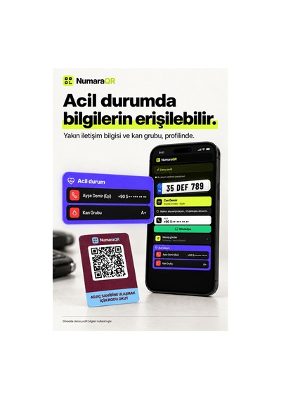 Qr Kodlu Numaratör Araç Ve Motosiklet İçin Qr Etiket Park Numaratörü 8,5x5,5 Cm Bordo Numaraqr