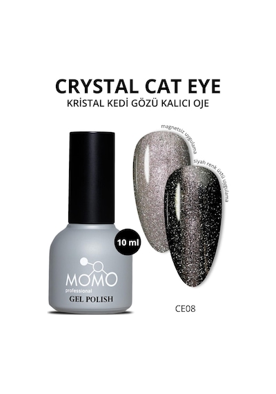 Momo Professional Kristal Kedi Gözü Kalıcı Oje Ce08 Yarı Şeffaf Gümüş 10 Ml