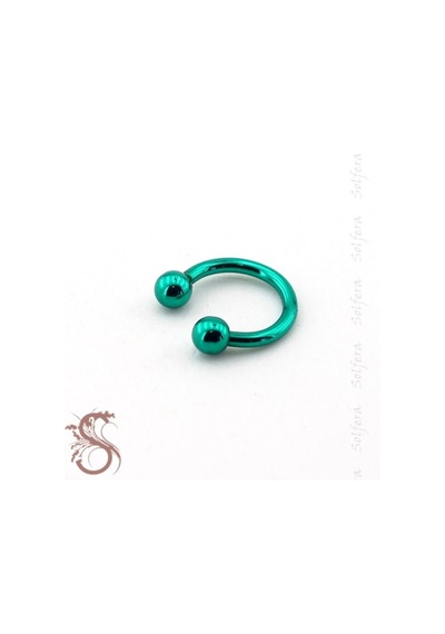 Parlak Yeşil Top Uçlu Yarım Halka Çelik Piercing P387 Beyaz