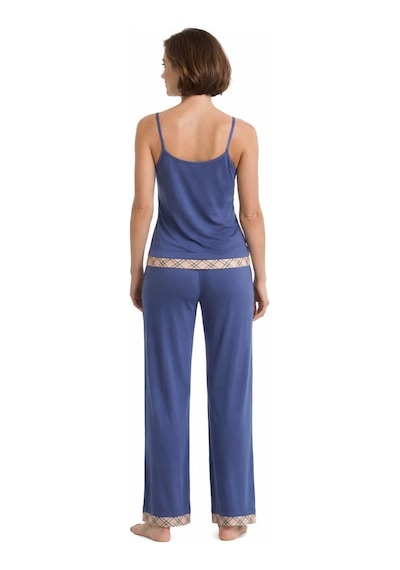 U&me İp Askılı Kadın Yazlık Uzun Pijama Takımı, Ekose Şerit Detaylı Yumuşak Rahat Ev Giyim Seti İndigo Renkli U&me İp Askılı Kadın Yazlık Uzun Pijama Takımı, Ekose Şerit Detaylı Yumuşak Rahat Ev Giyim Seti İndigo Renkli