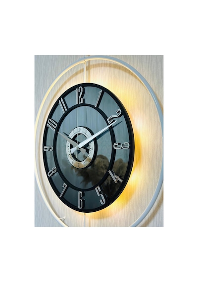 Pey Aksesuar Metal Camlı Duvar Saati 50 X 70 Cm Orta Boy Işıklı Gerçek Cam M51-beyaz-füme-siyah-gümüş M51-beyaz-füme-siyah-gümüş