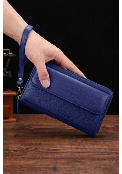 Vanilla Collection Kişiye Özel İsim Baskılı El Portföyü Cüzdan Telefon Bölmeli Fermuarlı Unisex Lacivert Siyah