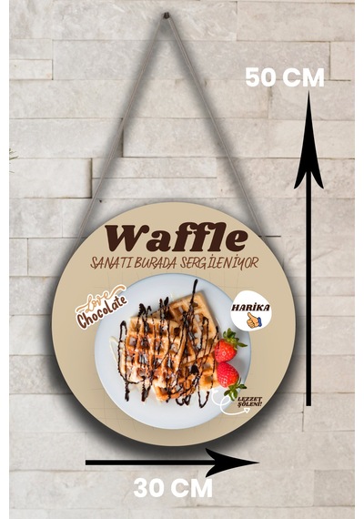 Waffle Salonu Duvar, Kapı, Çift Taraflı Askılı Pano Karşılama Tabelası, Waffle Dükkan Süsü