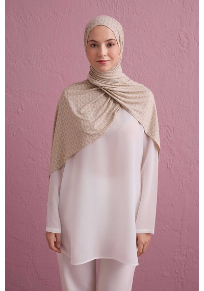 Imannoor Dokuma Noor Krem Supreme Şal 70x175 Krem
