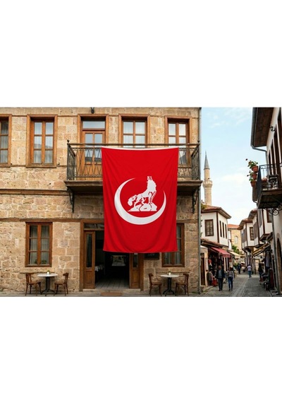 Bozkurt Hilal Kırmızı Sancak Bayrak 140gr Premium Raşel Kumaş 300x450cm Diğer