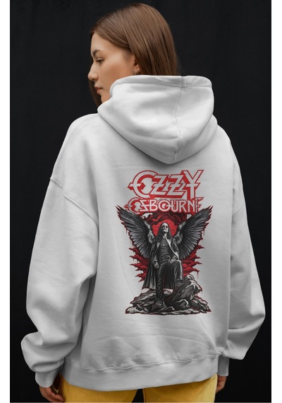 Sevbano Ozzy Osbourne Black Sabbath Rock Metal Müzik Grubu Ön Baskılı Uni beyaz