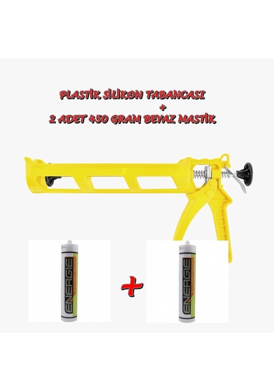 2 Adet 450 Gram Beyaz Mastik + Plastik Silikon Tabancası