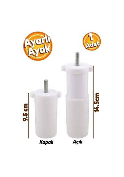 Gizli Mobilya Kanepe Sehpa Tv Ünitesi Koltuk Orta Destek Ayağı Ayarlanabilir 9.5 Cm Beyaz Baza Ayak Diğer