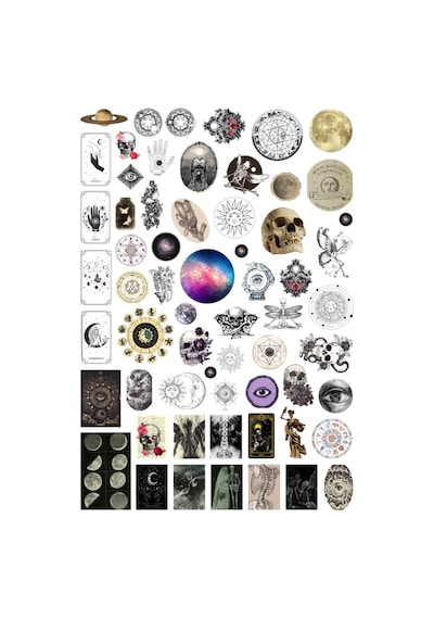 62 Adet Fairygrunge Sticker Seti - Etiket Seti Scrapbook Bullet Journal Çok Renkli