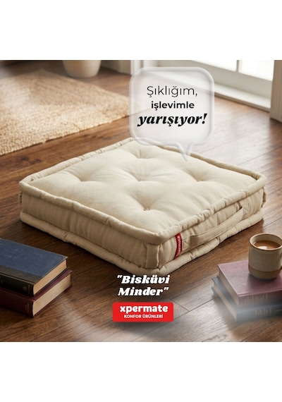 Xpermate Bisküvi Minder Petek Önü Fransız 55x55x14 Bej