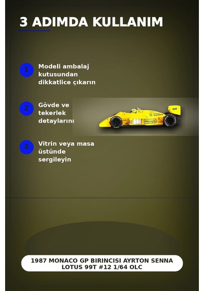 1987 Monaco Gp Birincisi Ayrton Senna Lotus 99t 12 1/64 Olcekte Model Araba Bx-313381