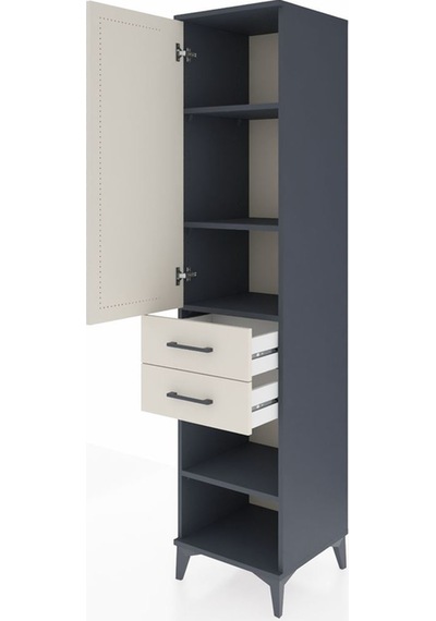 Hyperion Dolap 3 Raflı 2 Çekmeceli Tek Kapaklı 44x44x195 Antr... Antrasit