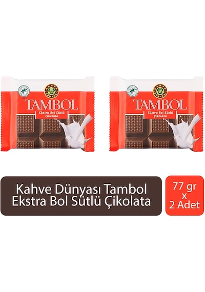 Kahve Dünyası Tambol Ekstra Bol Sütlü Çikolata 77 Gr X 2 Adet