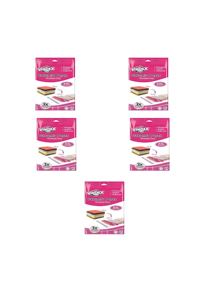 Vindex Vakumlu Giyisi Yastık Yorgan Saklama Torbası Poşeti Hurç - Xx Large - 80x100 Cm. - 5 Paket 140l