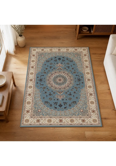 Kartela Halı Siva Halı Jüt Taban Dokuma Halı Mavi - 120 X 180 Cm