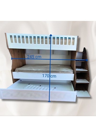Midas Tamamı Mdf Lake Boyalı Yavrulu 3 Lü Ranza
