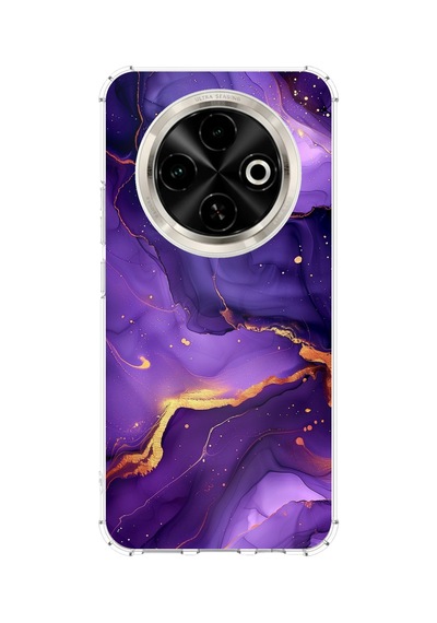 Tecno Spark 30c Uyumlu Ametist Taşı Mor Mermer Baskılı Silikon Kılıf