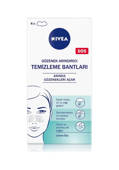 Nıvea Siyah Nokta Temizleyici Burun T-bant, Gözenek Arındırıcı, Derinlemesine Temizlik, Limon Özü, 4 Adet Sku: Zeus8690010387028