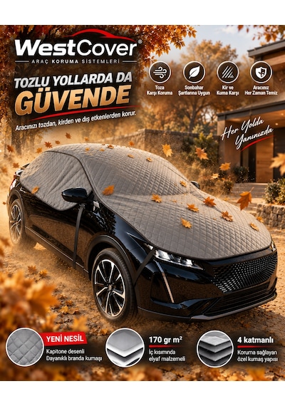 Bmw 2 Serisi 216d Uyumlu Gri Yeni Nesil Kapitone-ekstra Dayanıklı Oto Yarım Branda-premium Yarım Oto Branda 4 Mevsim Dolu,kar,güneş, Yağmur Ve Uv Korumalı