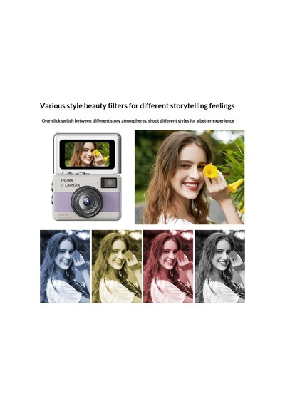 48mp 4k Mini Dijital Fotoğraf Makinesi 2.4'' Döner Selfie Ekranı Otomatik Odaklama Led Flaş Şarj Edilebilir Krem - 913421808