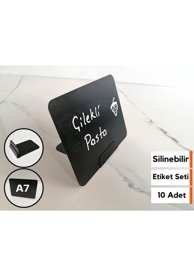 10 Adet Siyah Dekoratif Etiket Silinebilir Karatahta Etiket Seti