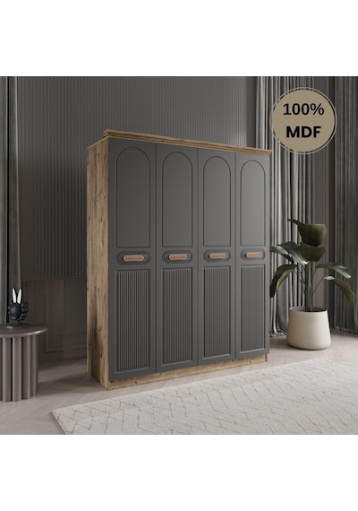 Pera 4 Kapak Mdf Gardırop Antrasit