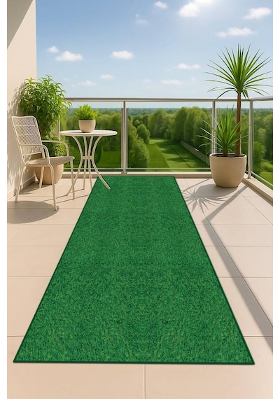 Yeşil Kaymaz 3d Üç Boyutlu Çim Balkon Halısı Yolluk Ar1351n11