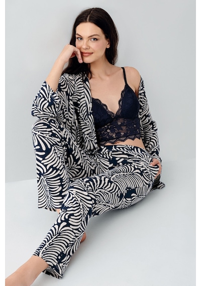 Arnetta Kadın Lacivert 3lü Pijama Takım Lacivert