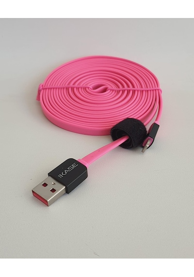 The Kase Lightning Şarj Data Kablosu 3mt Pembe