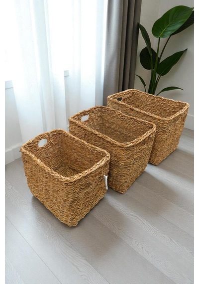 Digithome 3 Lü Naturel Dikdörtgen Organizer Sepet - Pnl-ph13 S/3 Kahverengi