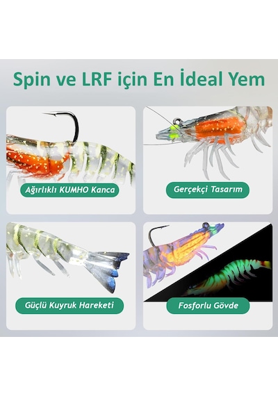 Valkyrie 3 Adet Silikon Karides Balık Yemi 9cm 11.5gr Gerçekçi Levrek Katili Yem Lrf Spin