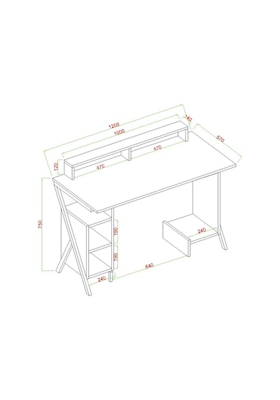 Milano Çalışma Masası, 120 Cm Siyah Siyah