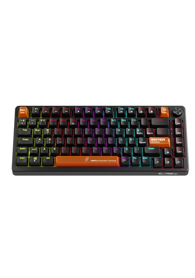 Pyra 83 Tuşlu Knob Kontrollü Rainbow Aydınlatmalı Gaming Klavye Turuncu/siyah Mekanik Tasarım