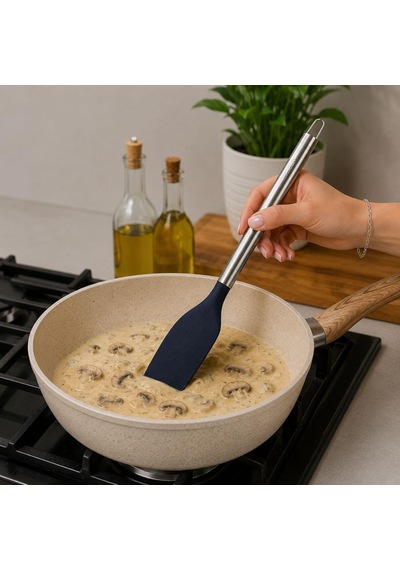 Silikon Servis Spatulası Paslanmaz Çelik Saplı Yapışmaz Tava Uyumlu Turnerb Diğer